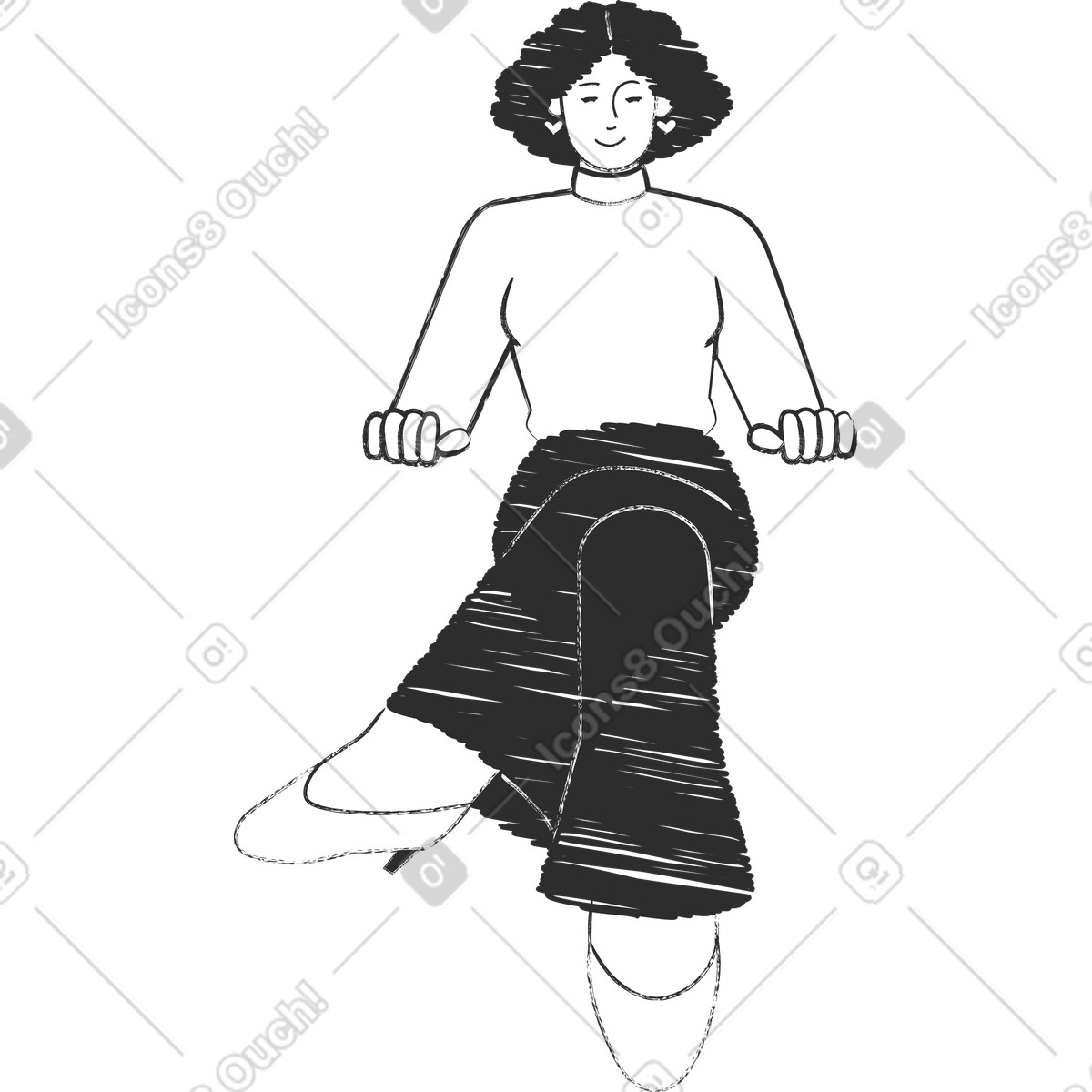 Frau sitzt-Illustration im Graphite-Stil als Download in PNG, SVG