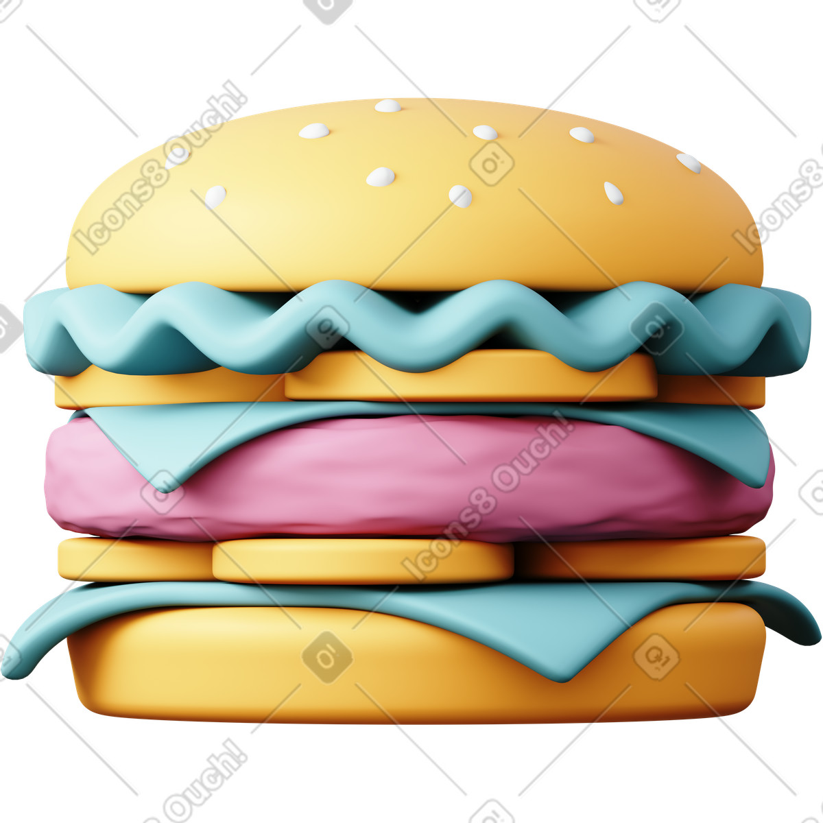 Hamburger illustrazione in stile 3D Sugary scarica in PNG, SVG