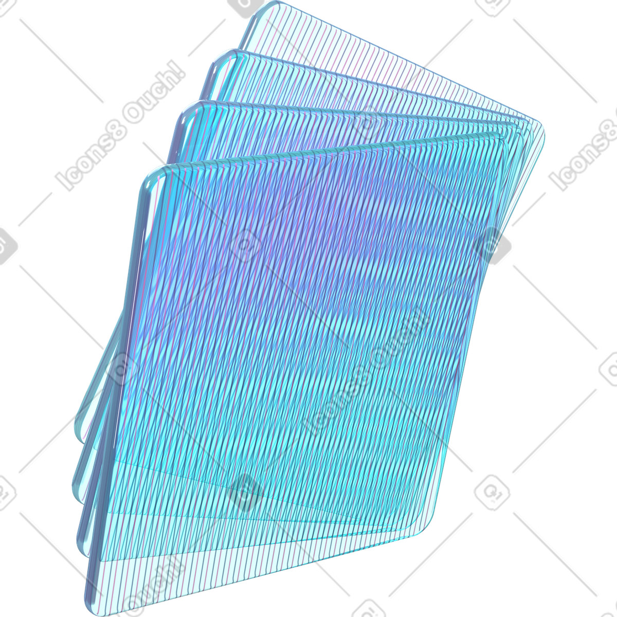 Ilustración Composición con cuatro cartas similares en estilo 3D Glassy a descargar en PNG y SVG