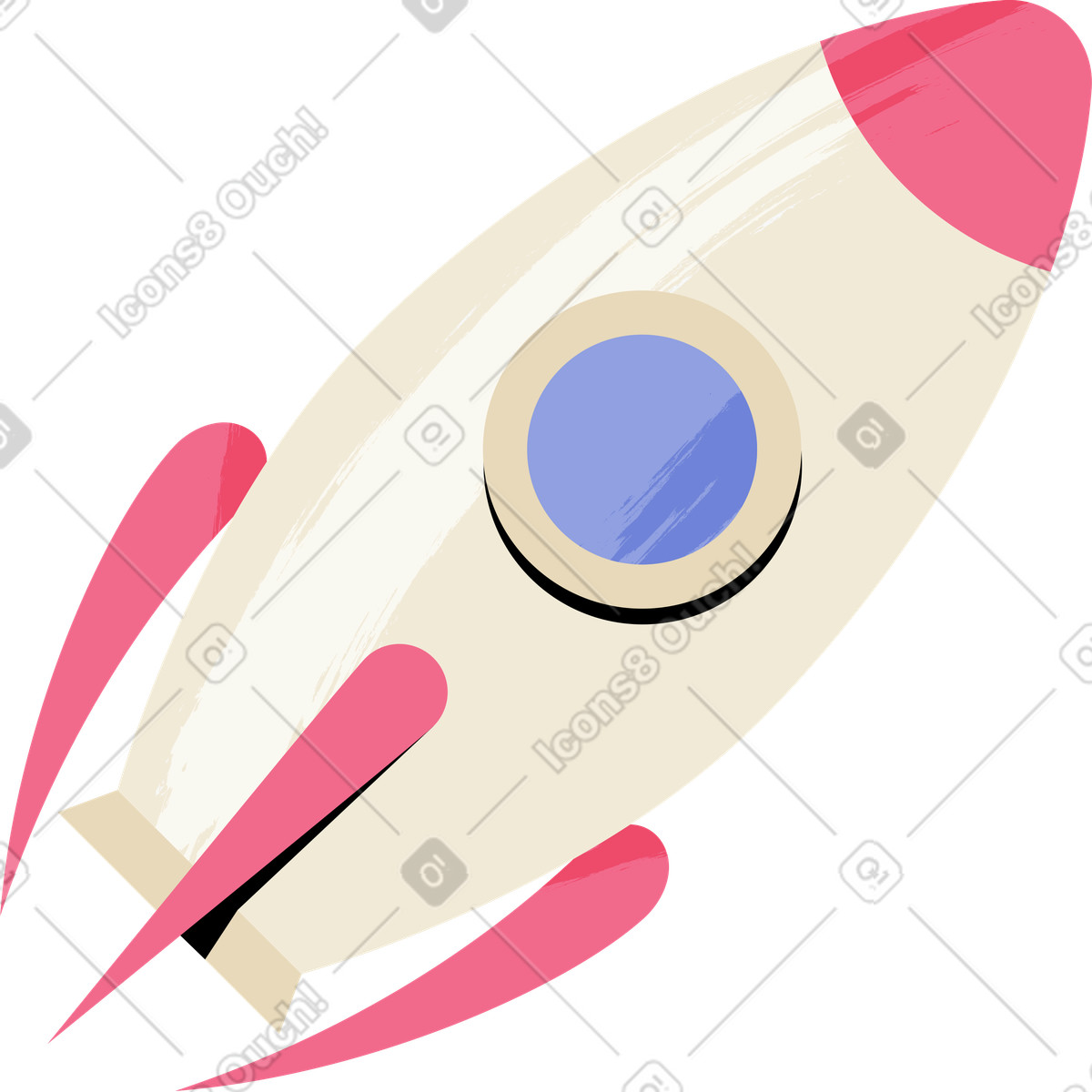 Illustration animée Fusée dans le style Juicy à télécharger aux formats GIF, Lottie (JSON), AE