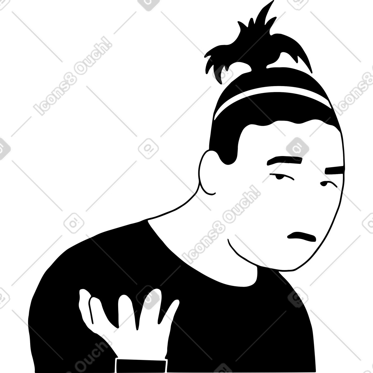 Young woman unpleased illustration in Dudes style download in PNG, SVG