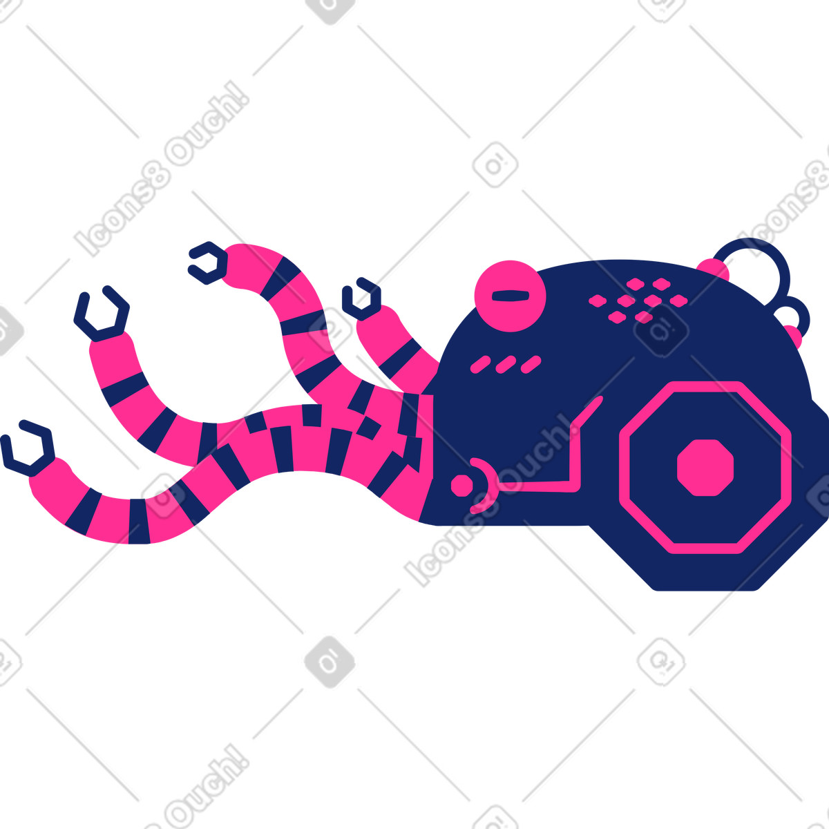 Cyborg di polpo illustrazione in stile scarica in PNG, SVG