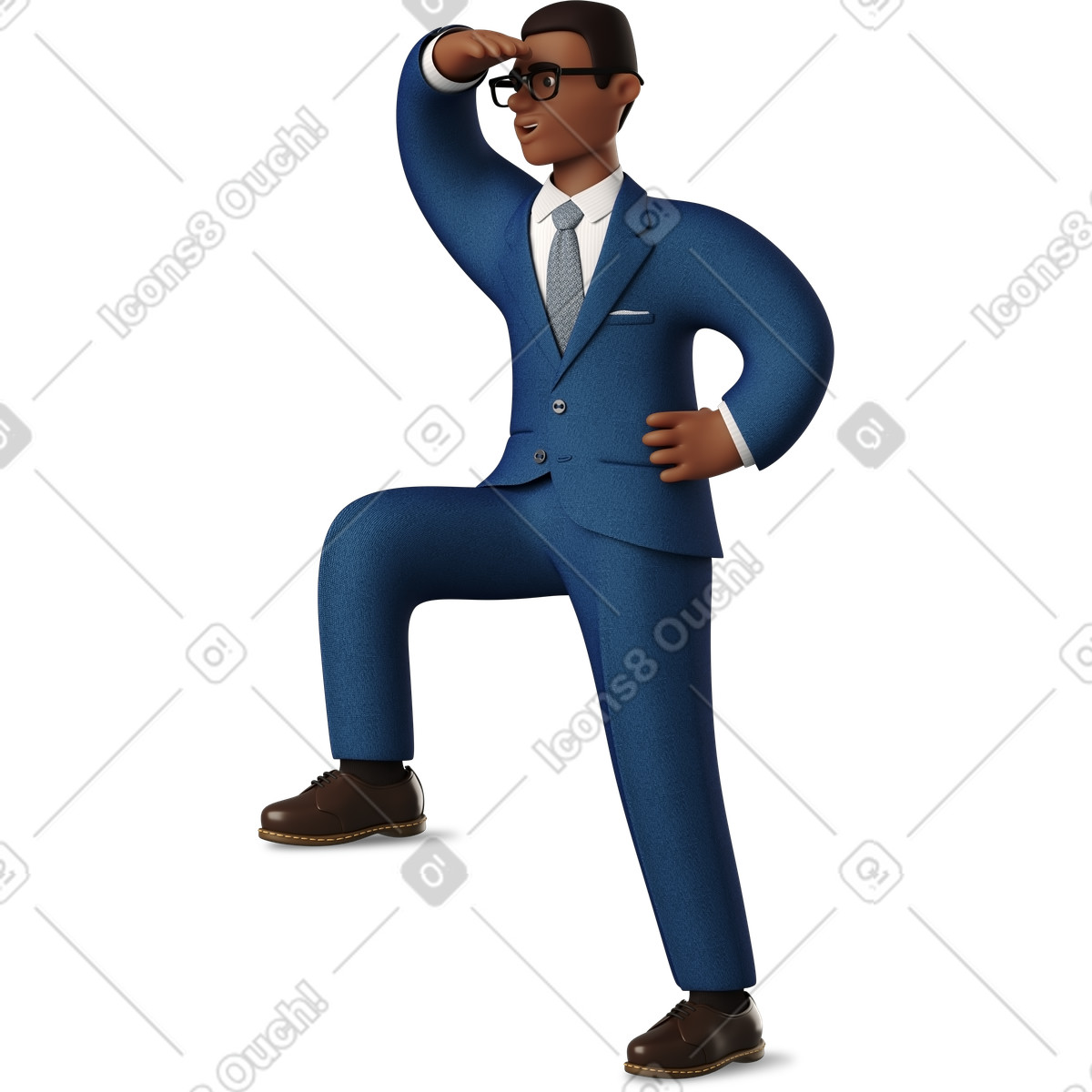 下载 3D Business 风格的 商人眺望远方 插画，支持 PNG、SVG 格式