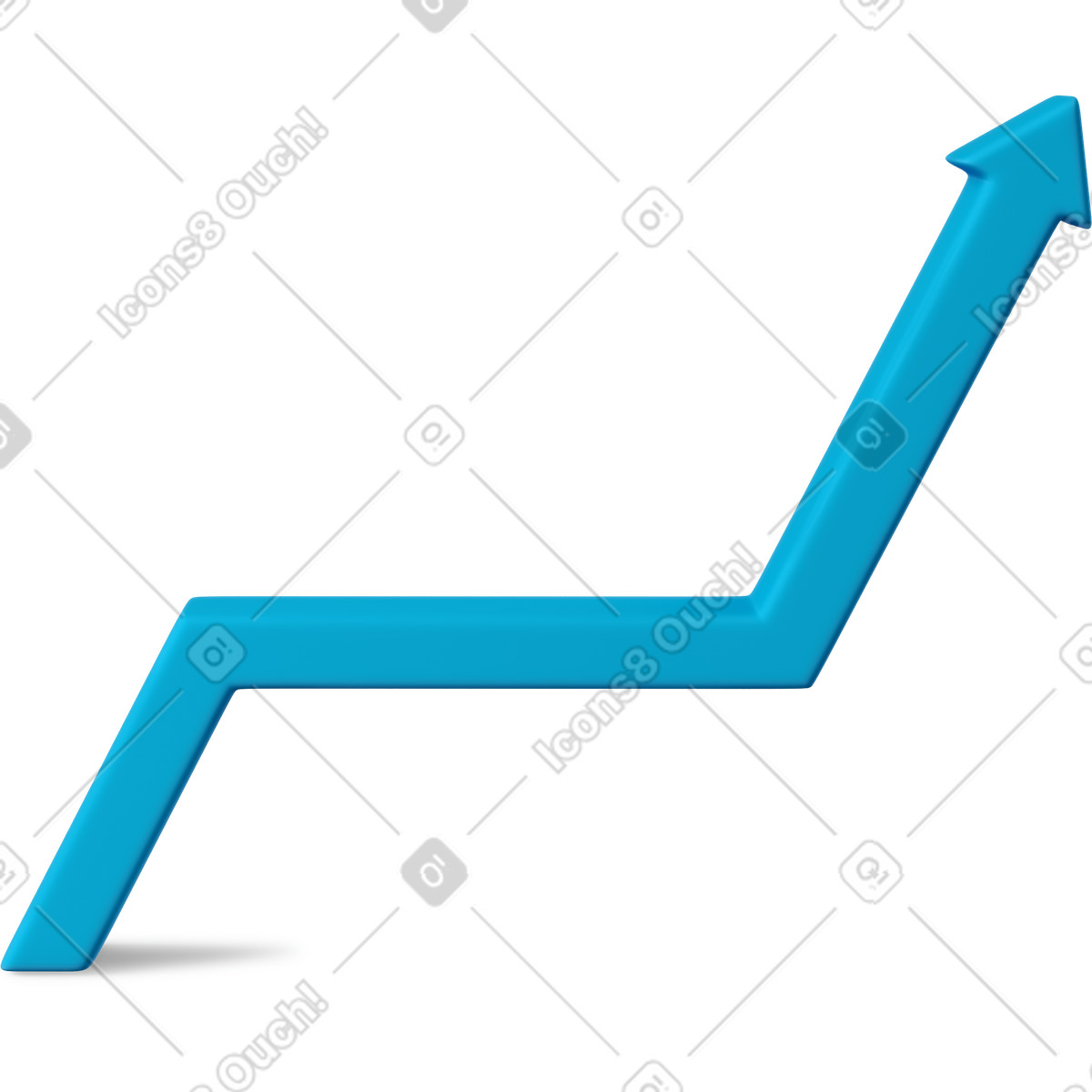 Blue increase arrow graph illustration in 3D Business style download in PNG, SVG