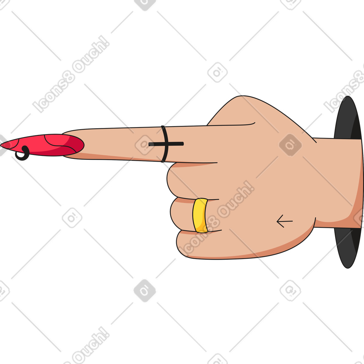 Hand pointing left illustration in Moji style download in PNG, SVG