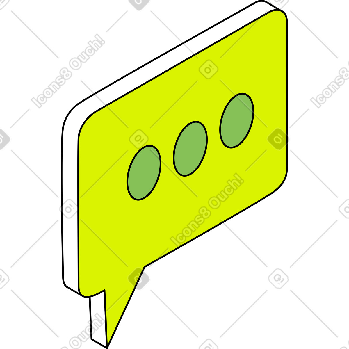 Sprechblase mit grünen punkten-Illustration im Isometric-Stil als Download in PNG, SVG