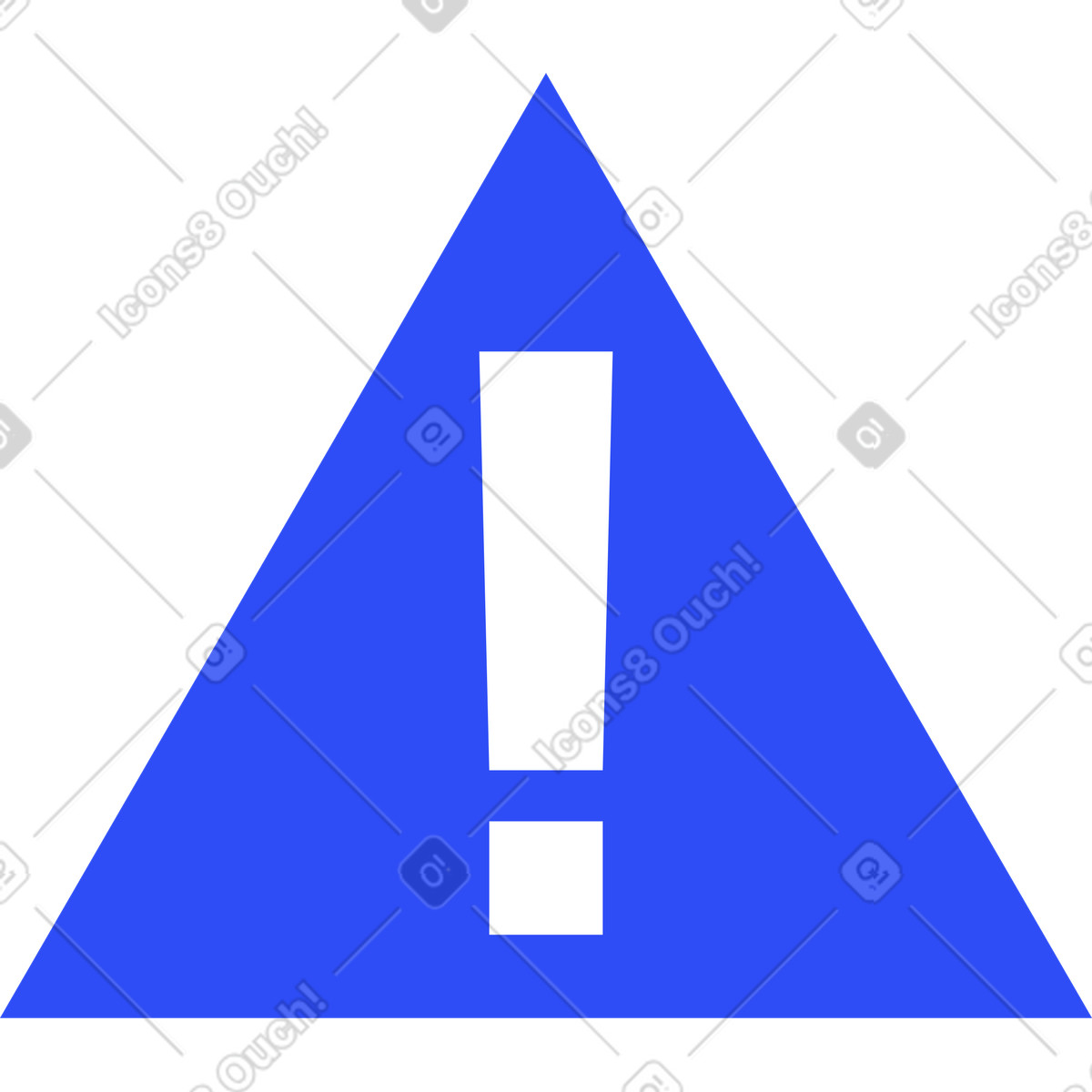 Blue warning sign triangle with exclamation mark illustration in System style download in PNG, SVG