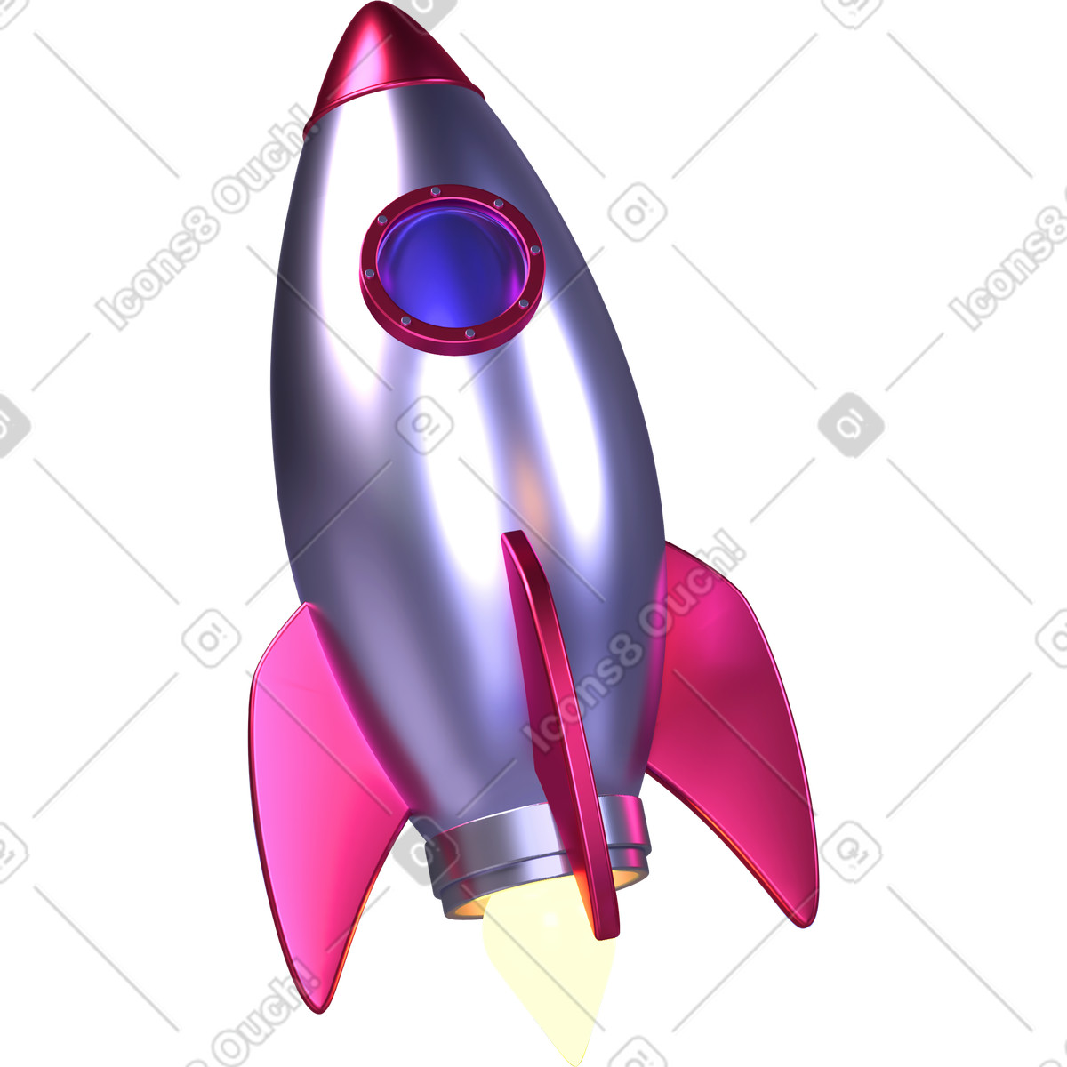 Rocket illustration in 3D Boost style download in PNG, SVG