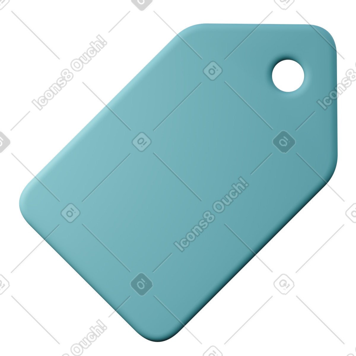Blank turquoise price tag icon for retail store illustration in 3D Sugary style download in PNG, SVG