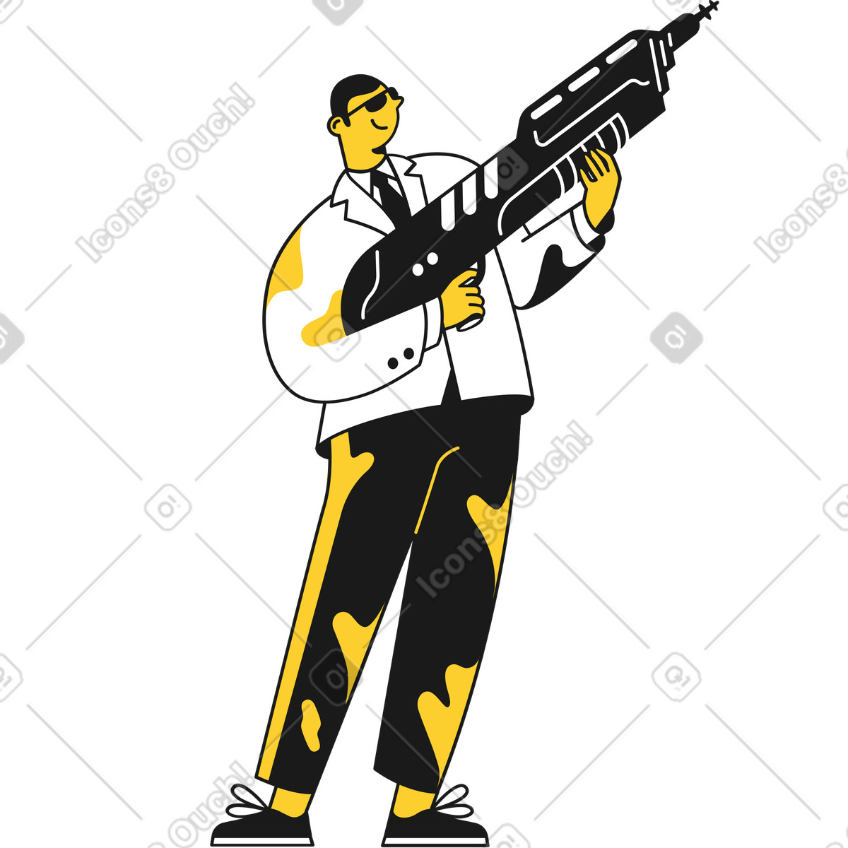 下载 Taxi 风格的 带枪的人 插画，支持 PNG、SVG 格式