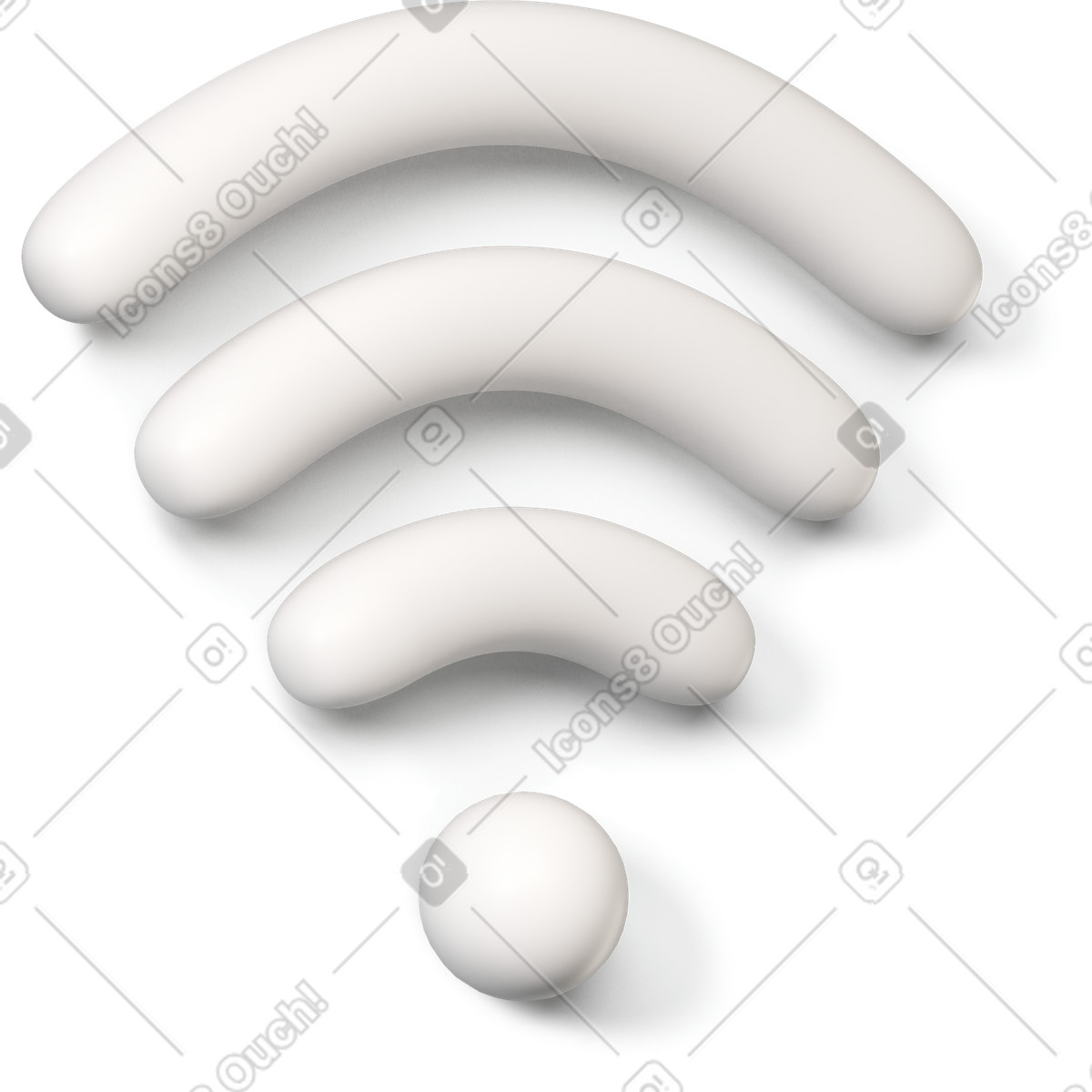 3D Buddy スタイルの 白いwifiアイコンが右に曲がっている のイラストをPNG、SVG形式でダウンロード
