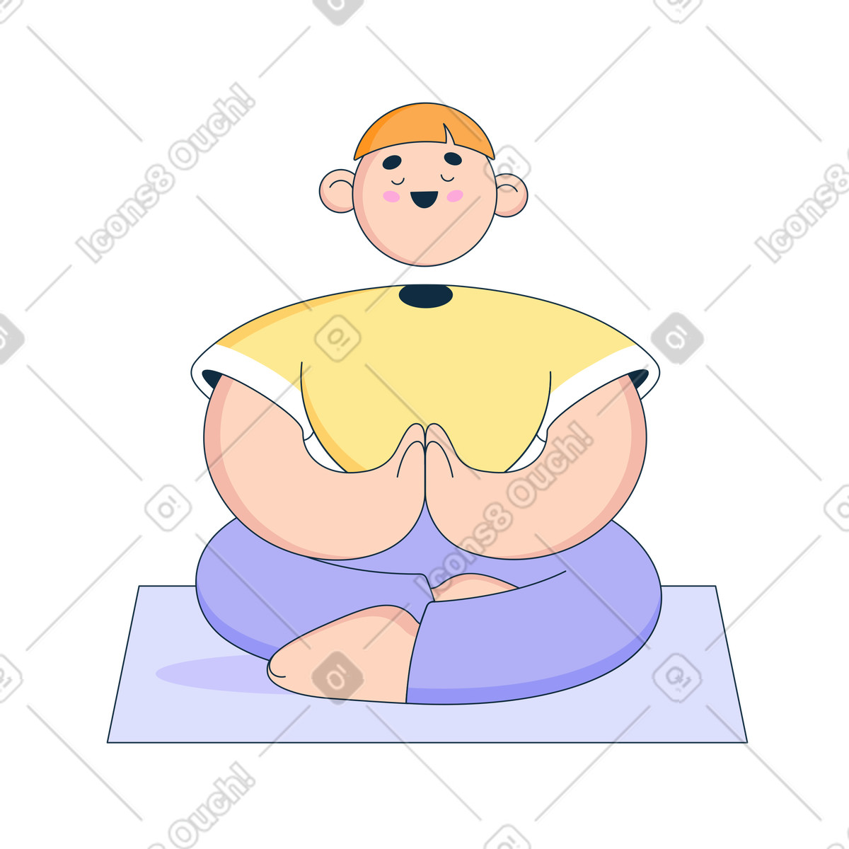 Ilustração de Homem em posição lótus meditando no estilo Bubble gum para baixar PNG, SVG