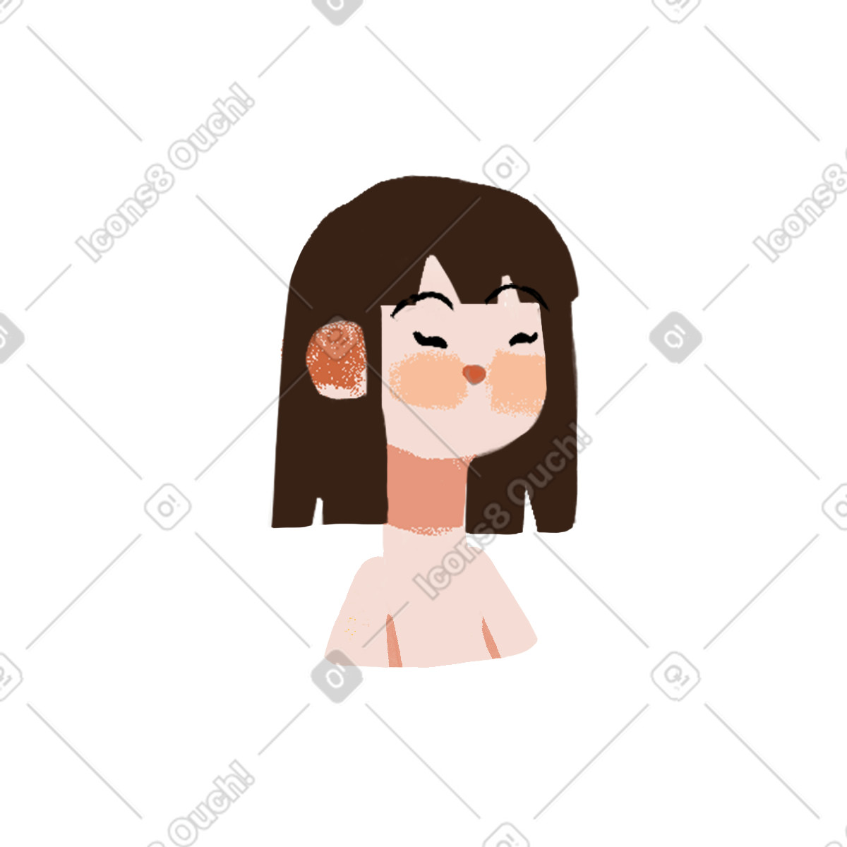 Girl illustration in Ikigai style download in PNG, SVG