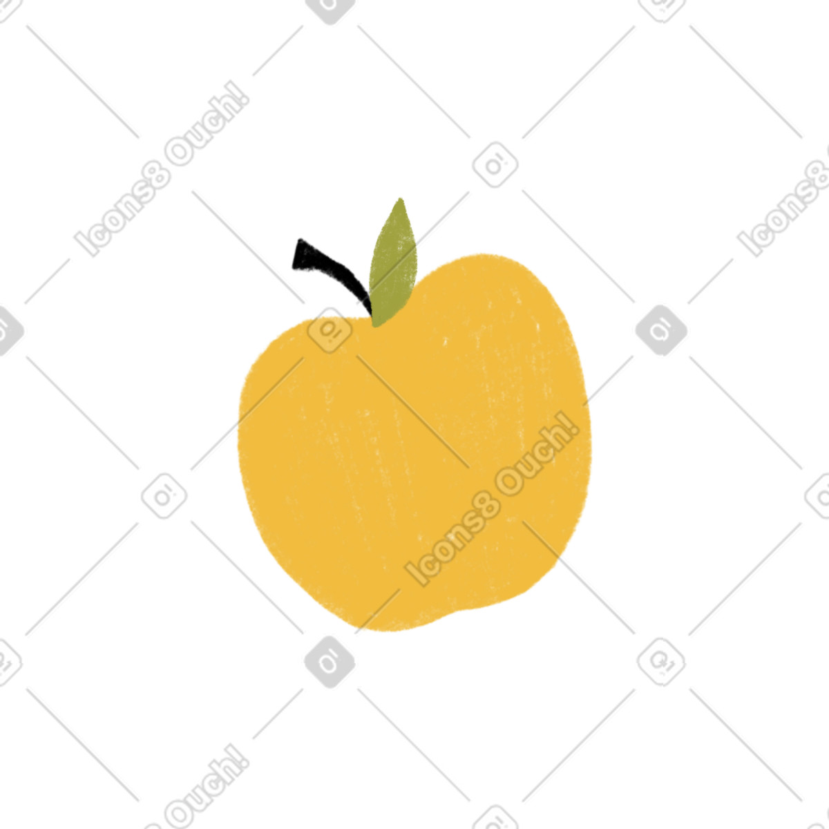 Yellow apple with leaf illustration in Tutti style download in PNG, SVG