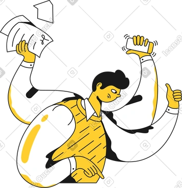 Busy man with four arms PNG, SVG