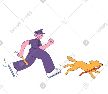 Un policier poursuit un chien avec des saucisses PNG, SVG