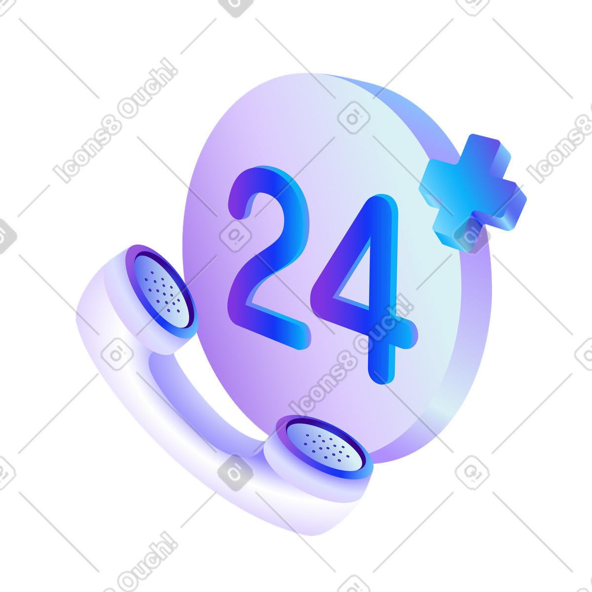 Telefonischer medizinischer support rund um die uhr-Illustration im Hi-tech-Stil als Download in PNG, SVG