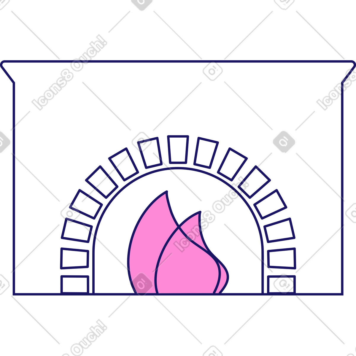 Ilustración Chimenea con fuego en estilo Matey a descargar en PNG y SVG