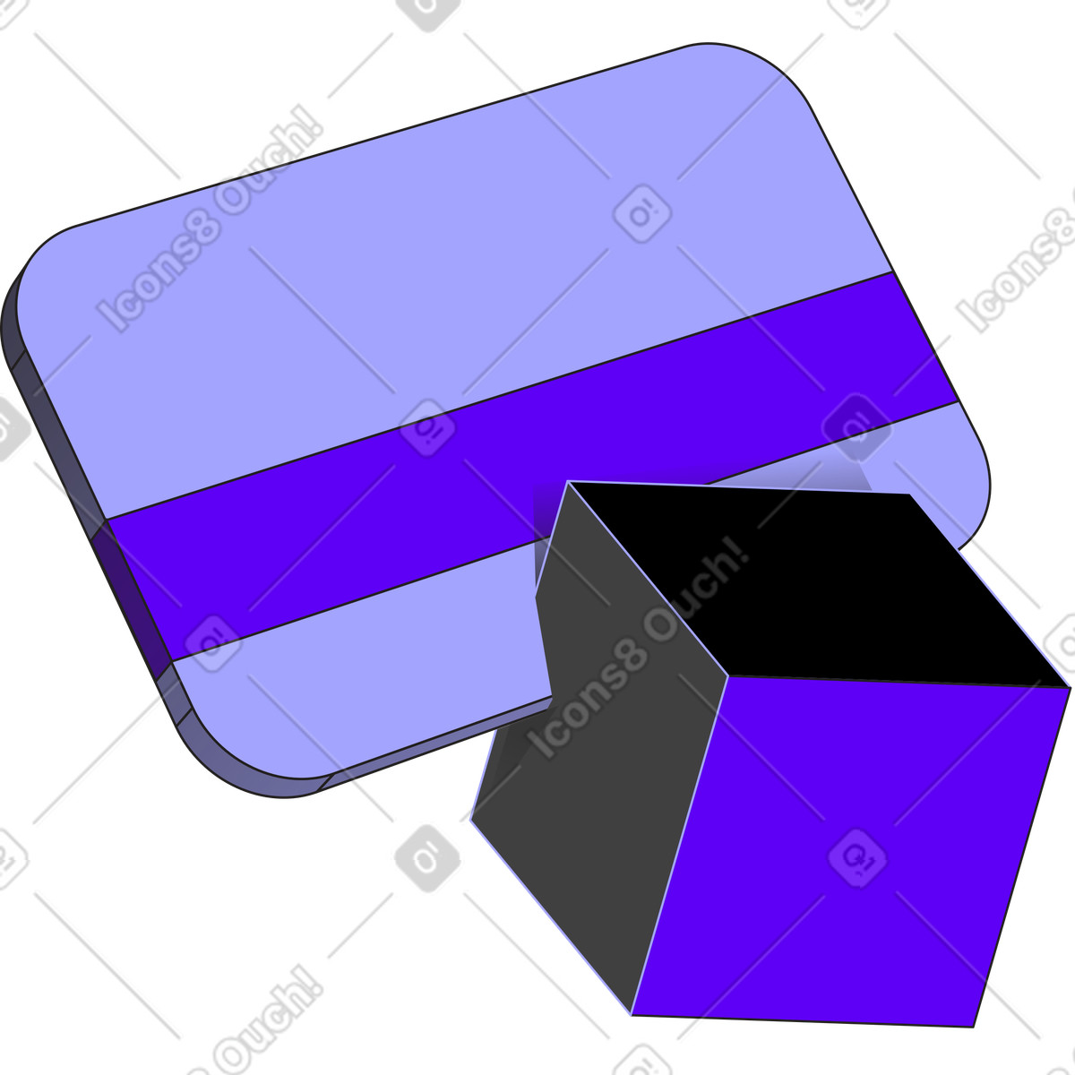 下载 Incut 风格的 银行卡和立方体 插画，支持 PNG、SVG 格式