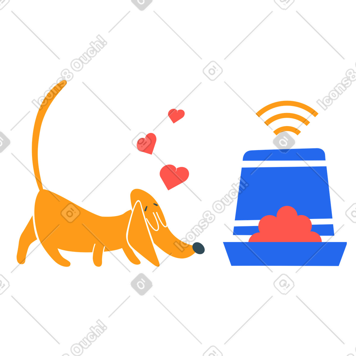 Intelligenter futterautomat-Illustration im Kingdom-Stil als Download in PNG, SVG