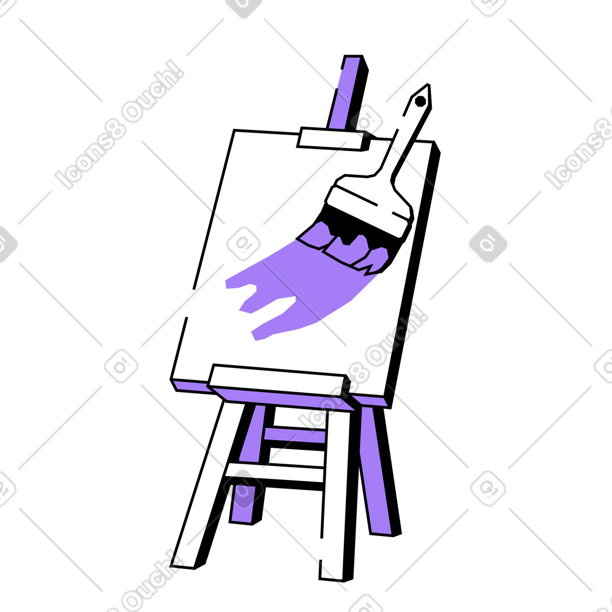 Ilustración Herramientas de arte con caballete pincel. en estilo Amethyst a descargar en PNG y SVG