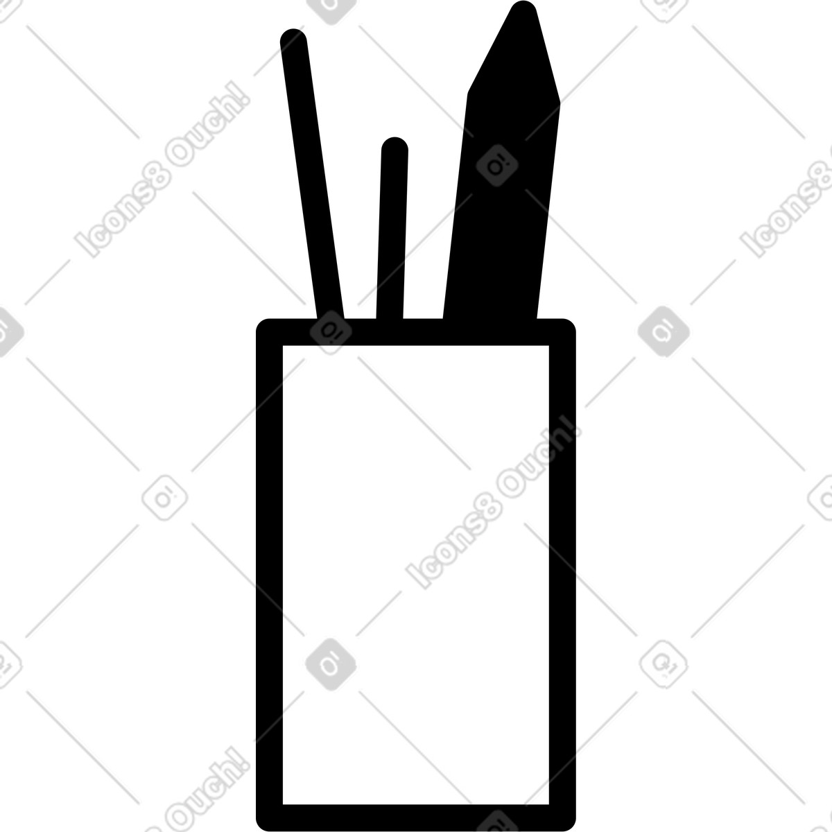 Ilustração de Pencil pen and ruler in desk holder for office organization em no estilo Notion Line Art para baixar em PNG, SVG