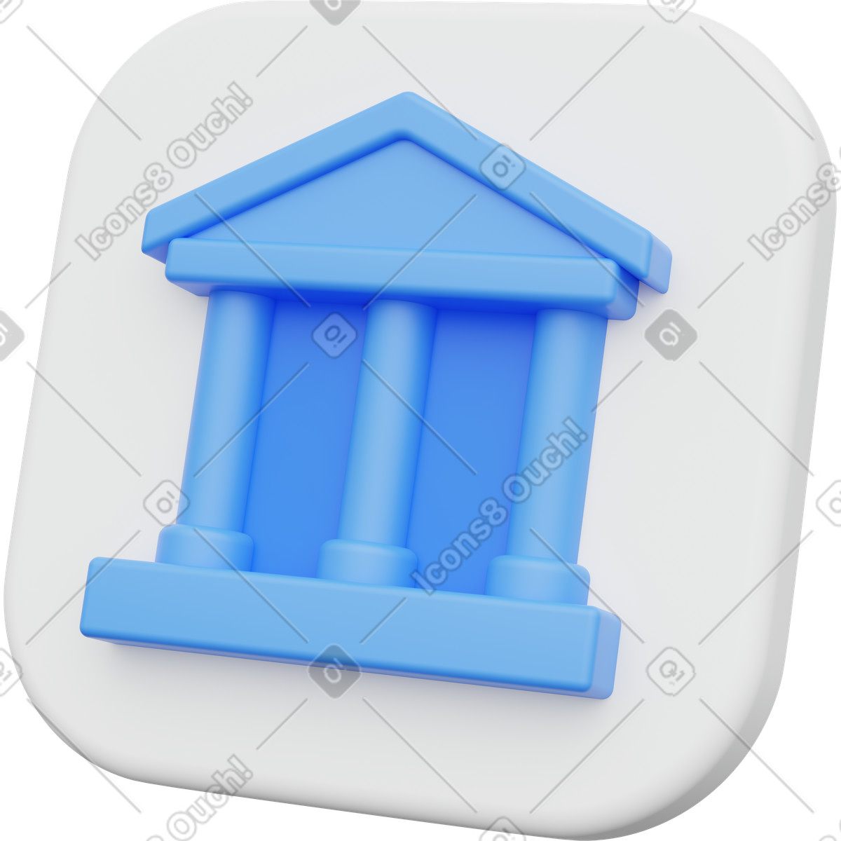 Classical column building icon representing financial institution and banking services illustration in 3D Playful style download in PNG, SVG