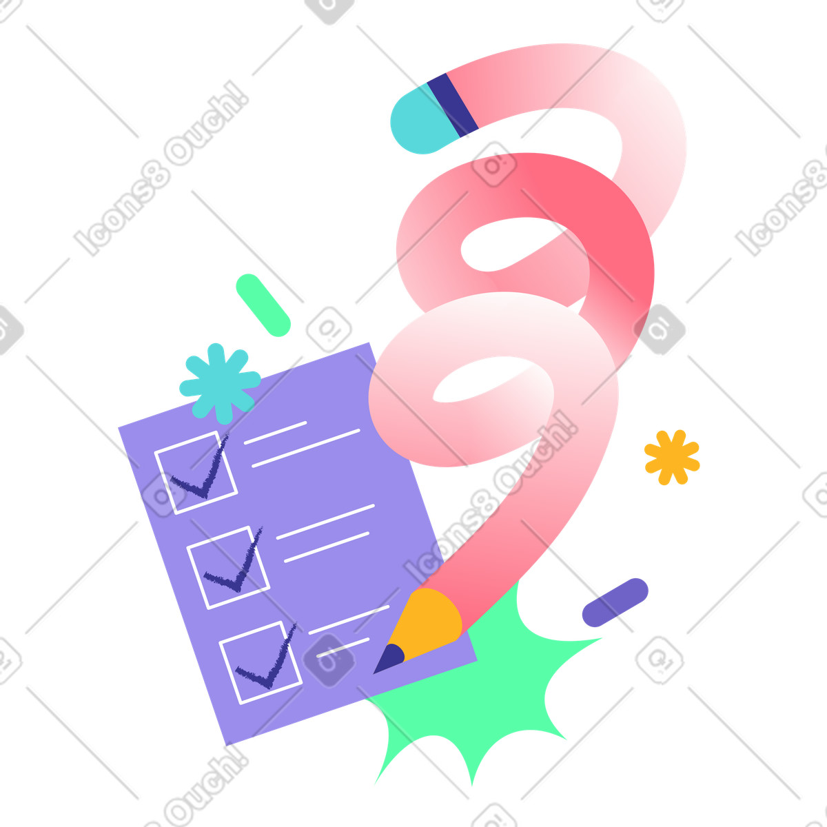 Checklist and pencil, Planning Task Management illustration in Bright style download in PNG, SVG