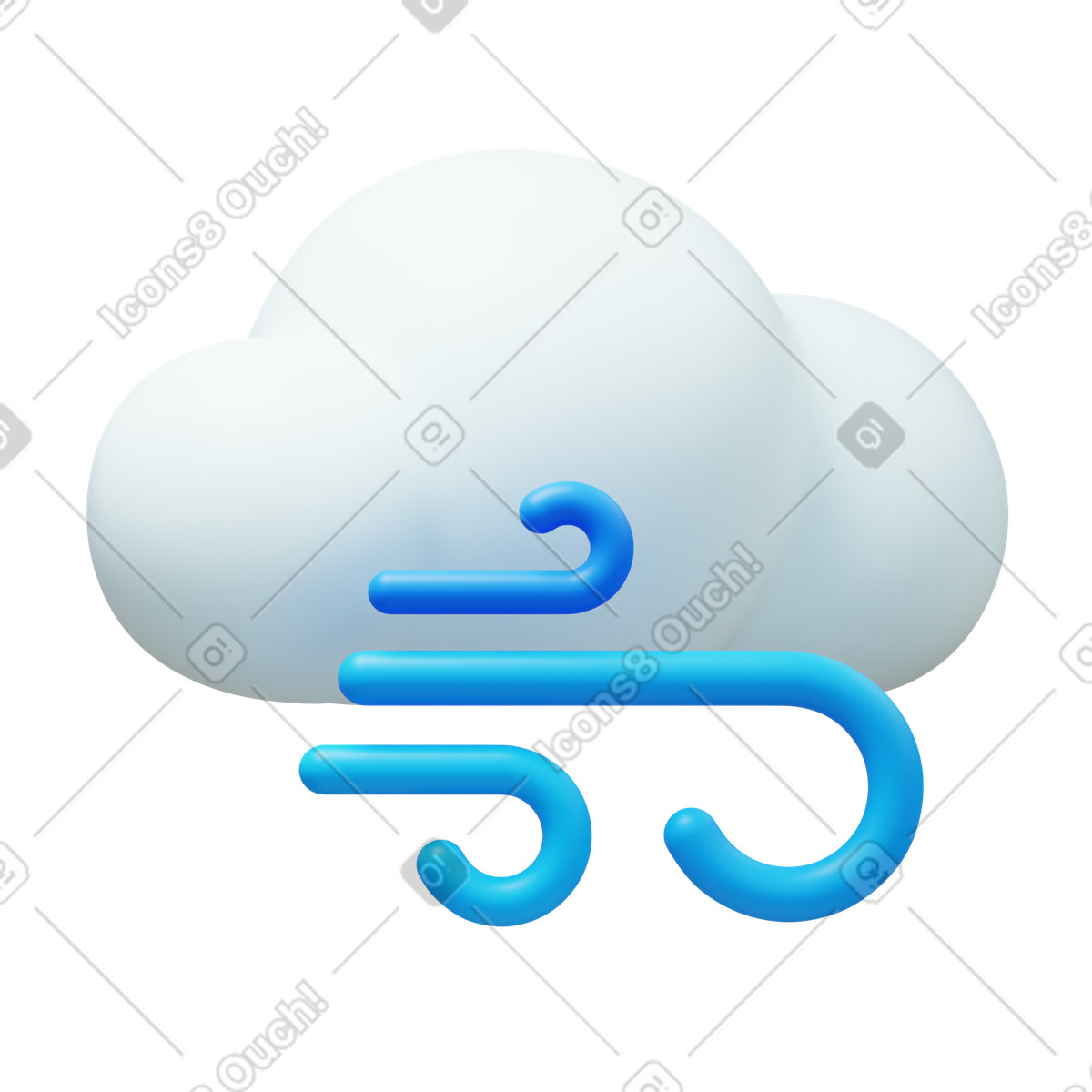 3D Fluency 스타일의 바람이 많이 부는 날씨 일러스트레이션 PNG, SVG 다운로드