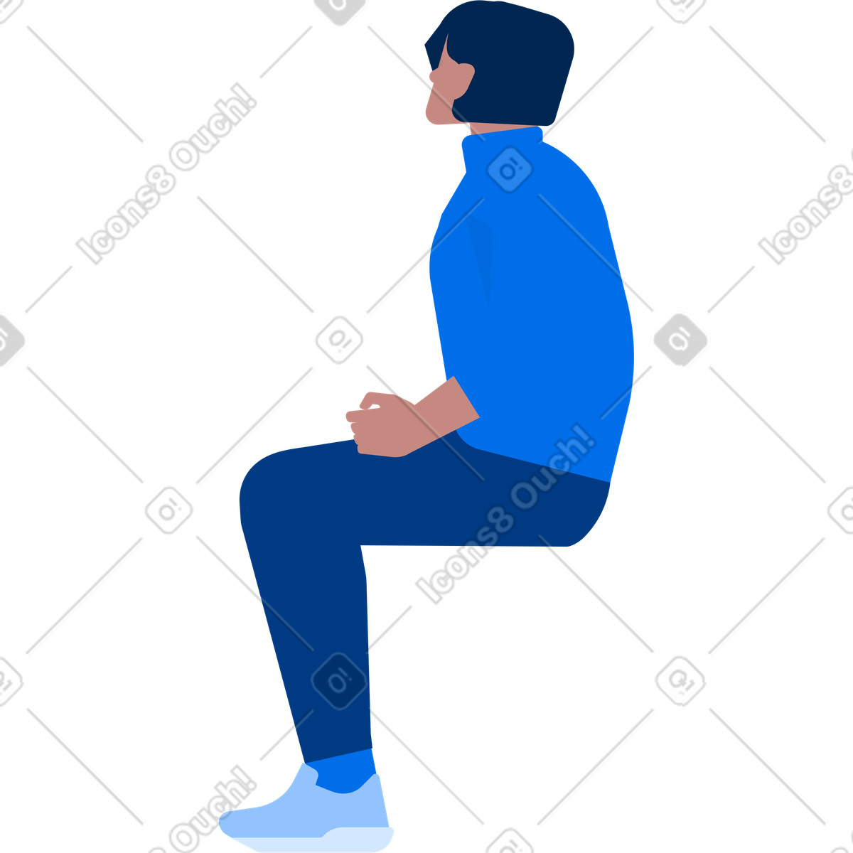 Ilustração de Homem sentado vista lateral em no estilo Urban para baixar em PNG, SVG