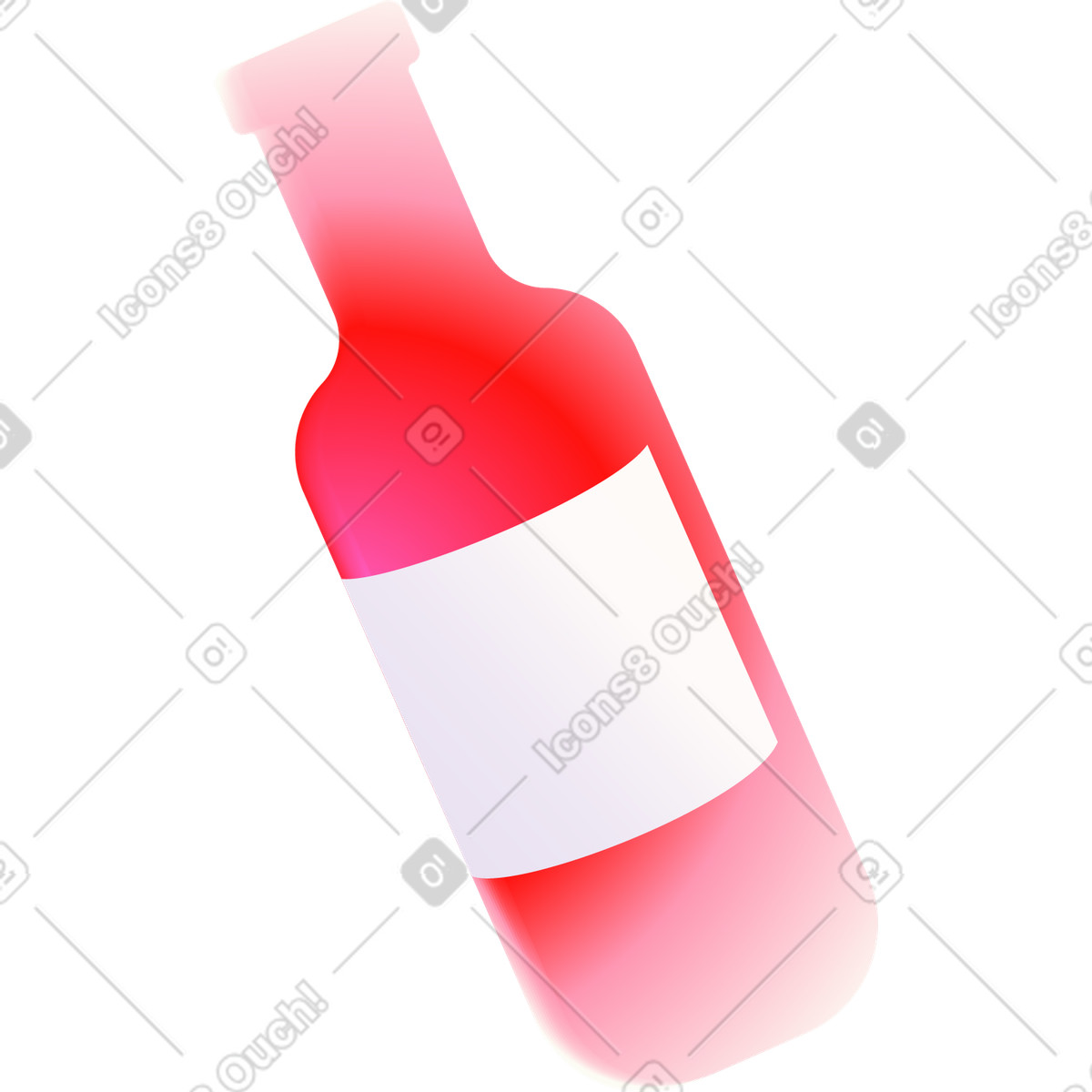 Bottiglia di vetro rosso illustrazione in stile Puffy scarica in PNG, SVG