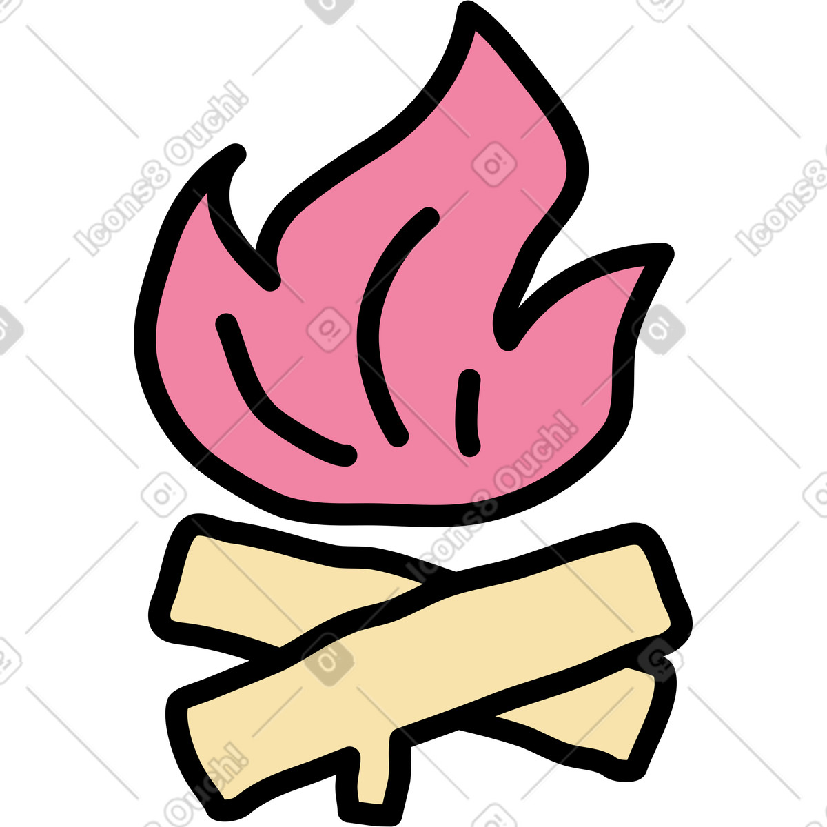 Illustration Icône de feu camp dans le style Notes à télécharger aux formats PNG, SVG