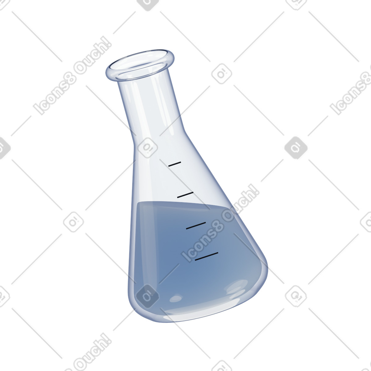Erlenmeyer flask illustration in 3D Techny style download in PNG, SVG