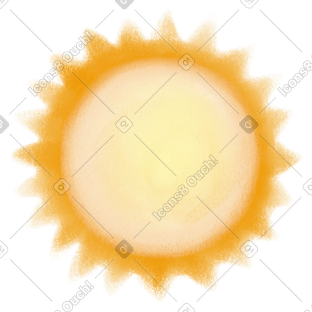 Sun illustration in Mushy style download in PNG, SVG