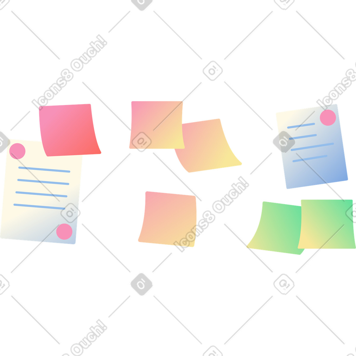 Post-it e fogli di carta illustrazione in stile Beam scarica in PNG, SVG