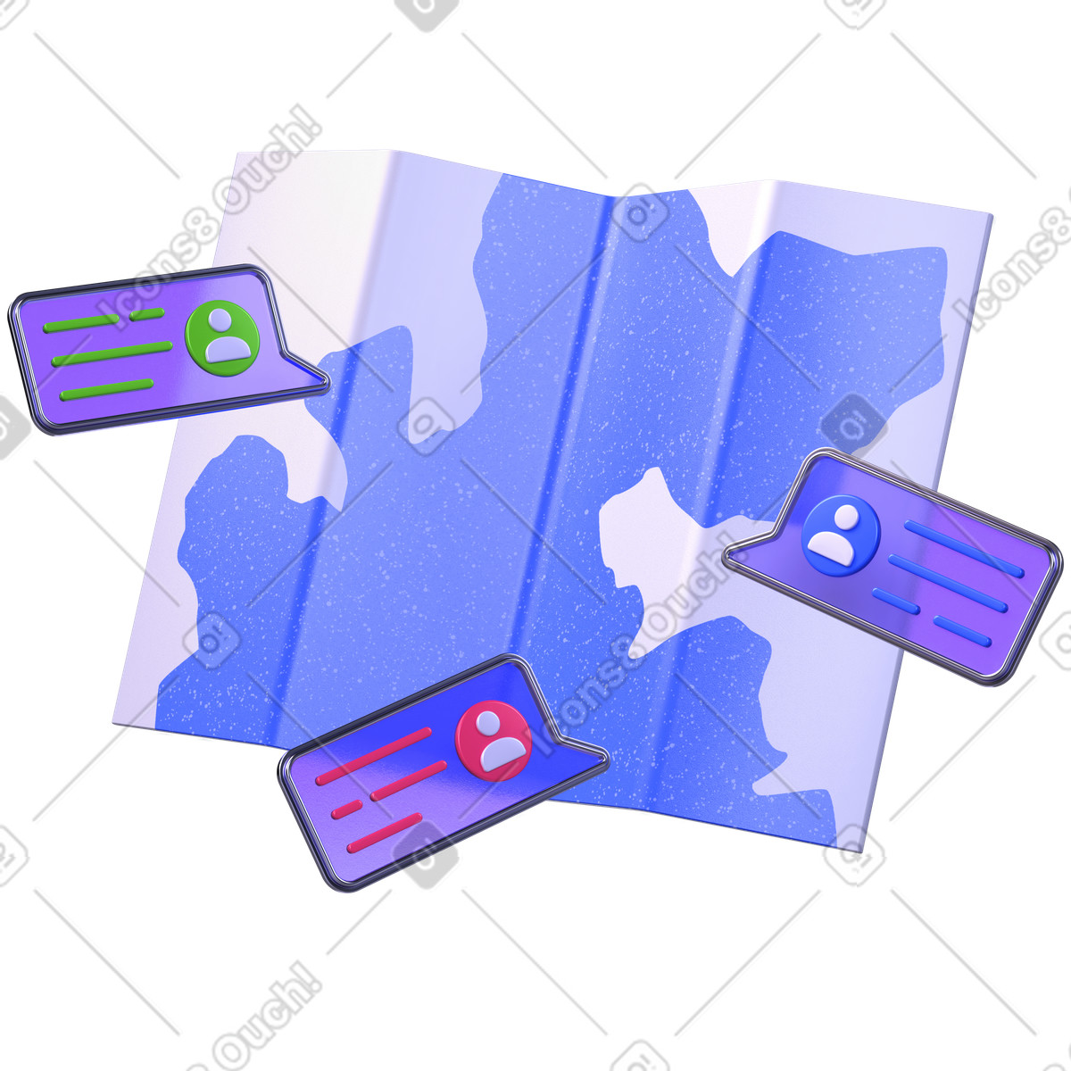 Global communication, Online networking map, Remote team connection illustration in PNG, SVG