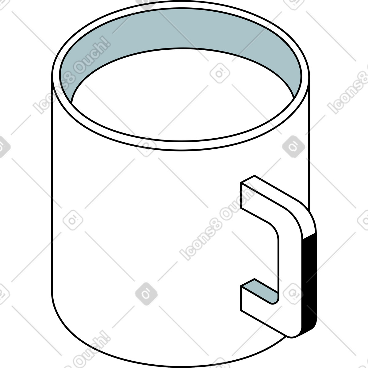 Ilustración Taza blanca en estilo Isometric a descargar en PNG y SVG
