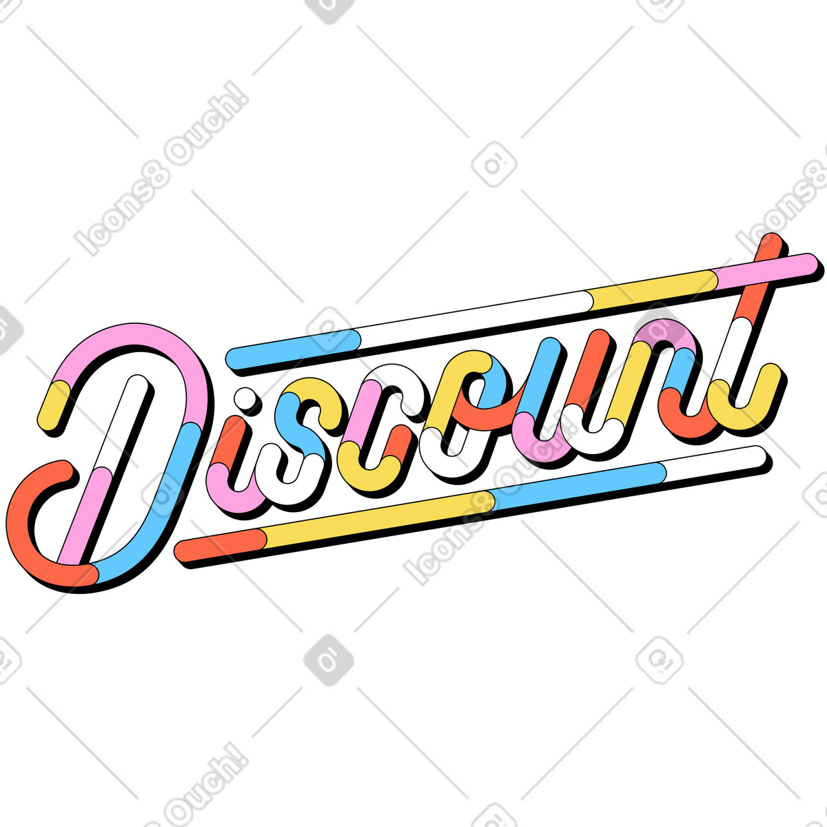 下载 Lettering 风格的 刻字折扣多色文本 插画，支持 PNG、SVG 格式