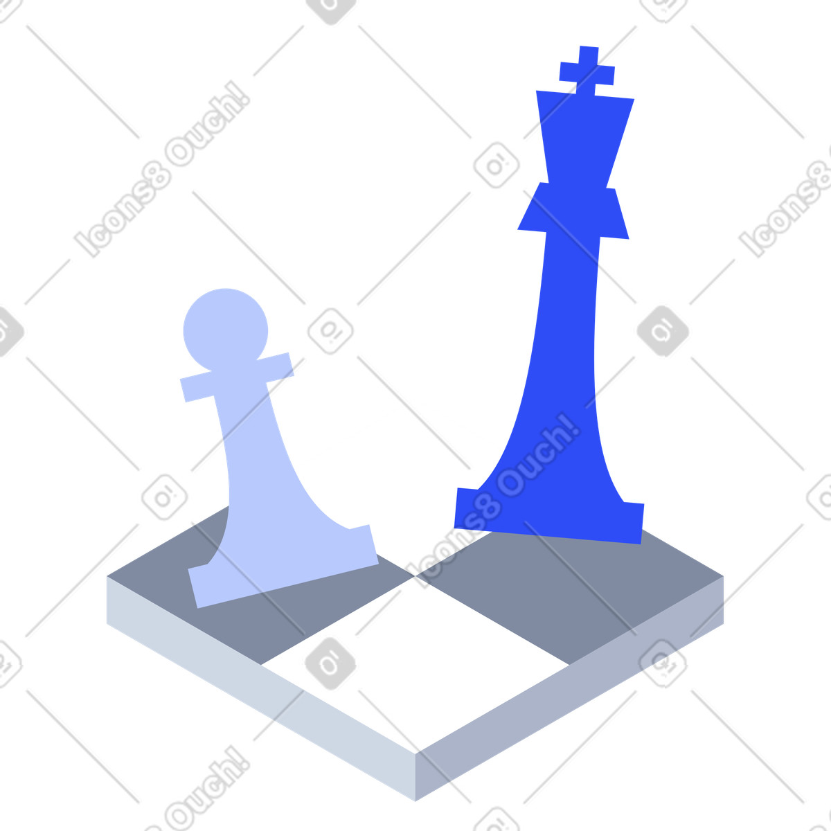 Business strategy planning with chess king and pawn pieces illustration in System style download in PNG, SVG