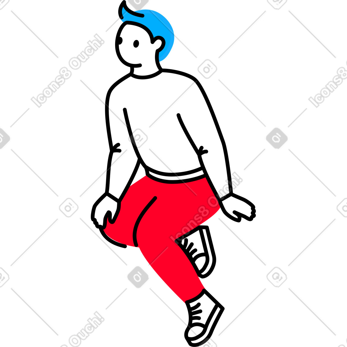 Ilustração de Man is sitting with one leg bent under him em no estilo Transistor para baixar em PNG, SVG