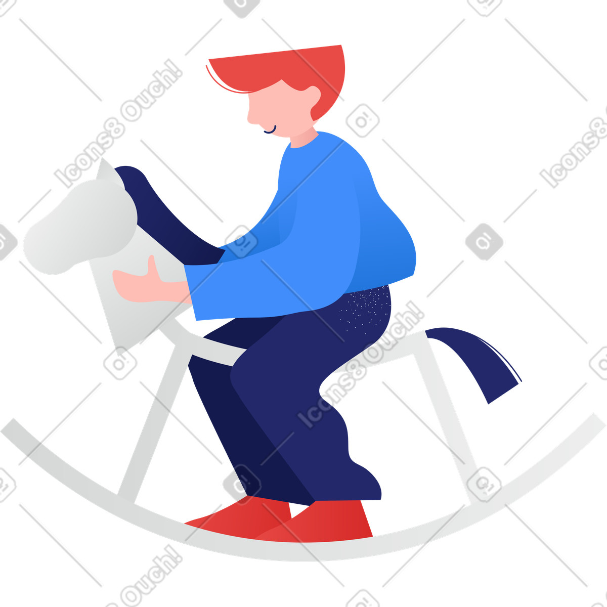 Ilustração de Menino passeio no cavalo brinquedo em estilo Clip para baixar em PNG, SVG