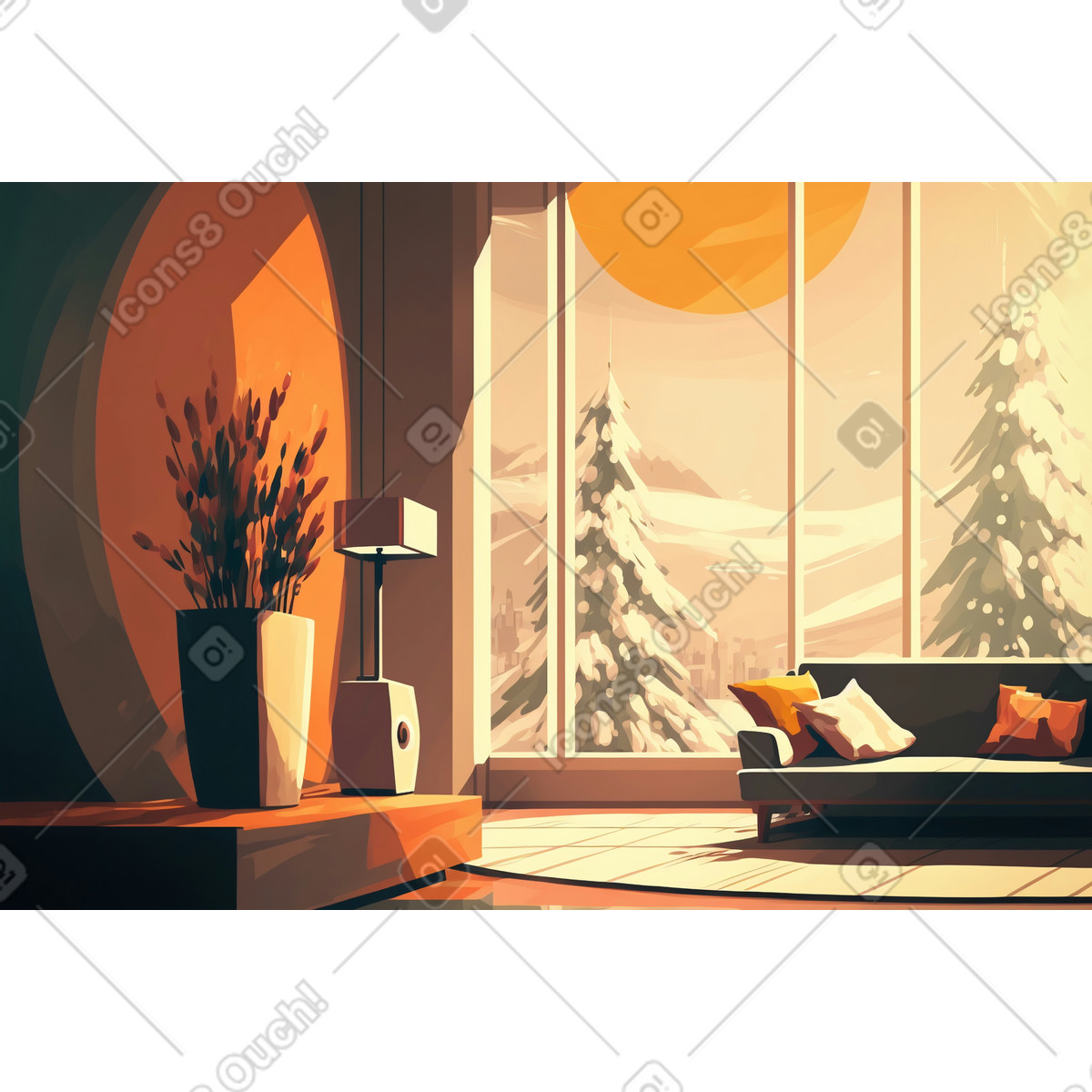 3D modern interior background illustration in Experimental style download in PNG, SVG