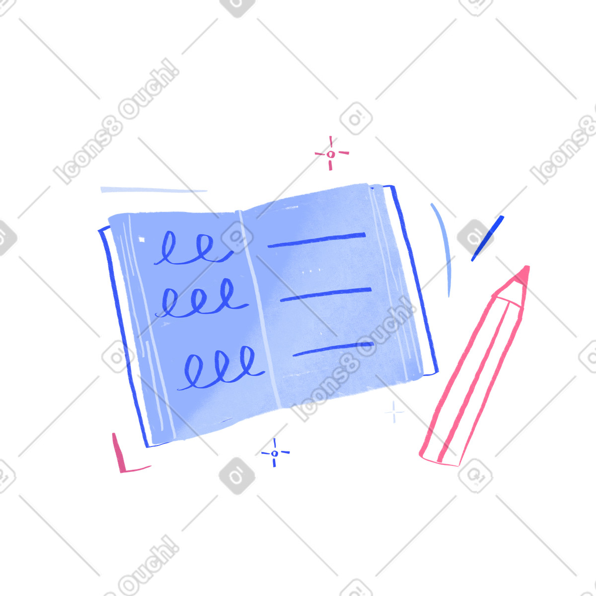 Иллюстрация Карандаш в блокноте стиле Quirky — скачать форматах PNG, SVG