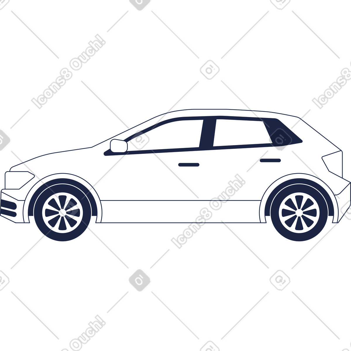Ilustración Vista lateral de la camioneta pasajeros en estilo Urban Line a descargar en PNG y SVG