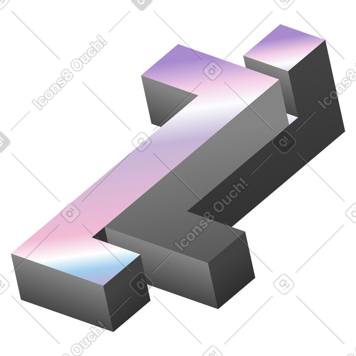 Impossible geometric shape with gradient shading, Visual illusion and perception puzzle illustration in style download in PNG, SVG