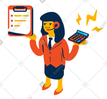Female business consultant with calculator and record sheet PNG, SVG