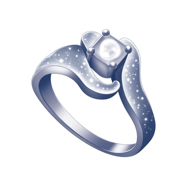 An engagement ring with a band decorated like a swirling galaxy