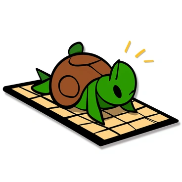 An origami Squirtle, intricately folded with crisp edges and smooth folds, is placed gently on a traditional tatami mat. The Squirtle features distinct details such as its rounded shell, large eyes, and small limbs, all represented in vibrant green and brown paper. The tatami mat has a natural straw texture and is woven in a traditional pattern, providing a calm and serene setting for the origami figure. Soft natural light casts delicate shadows on the mat, enhancing the three-dimensional look of the origami Squirtle.