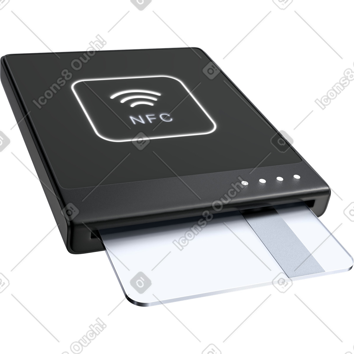 Card payment processing, POS terminal reader, Cashless checkout system illustrazione in stile 3D Pro scarica in PNG, SVG