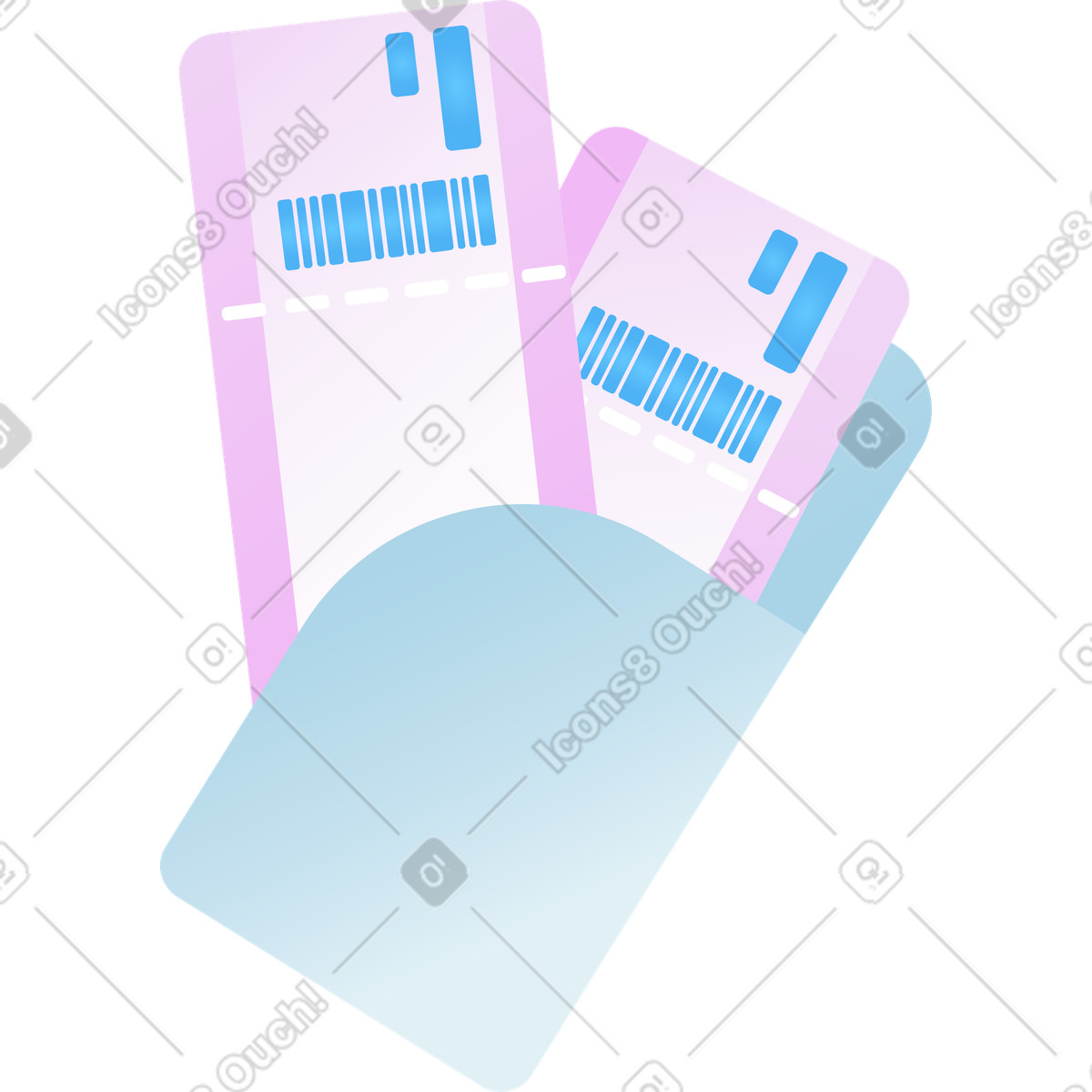 Plane tickets illustration in Airy style download in PNG, SVG